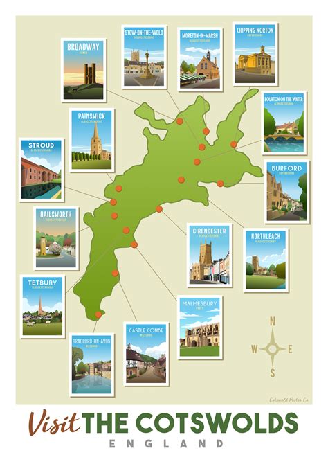 Cotswold Text Map Poster – Art Print Type The Cotswolds | Cotswolds map, Cotswolds england ...