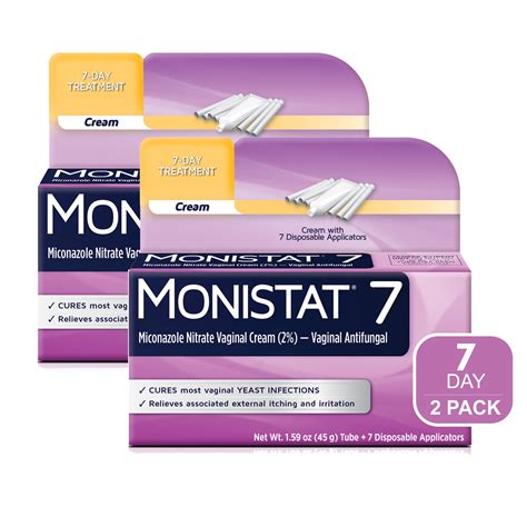 Monistat 7 Day Yeast Infection Treatment for Women, 7 Miconazole Cream Applications with ...