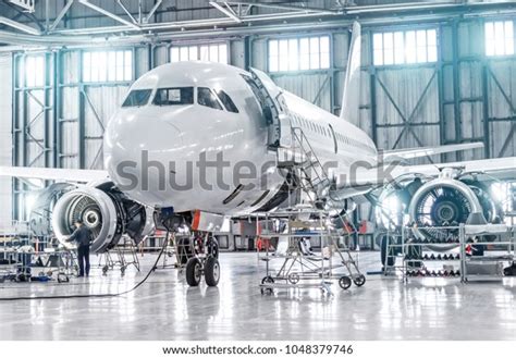 Passenger Aircraft On Maintenance Engine Fuselage Stock Photo ...