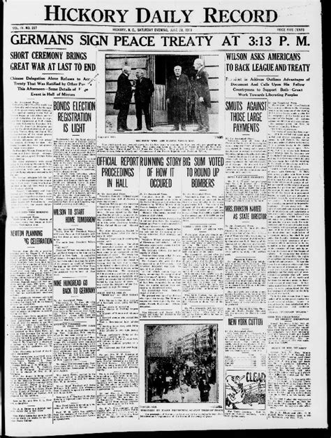 Rural North Carolina History: Germans Sign Peace Treaty, Hickory Daily ...