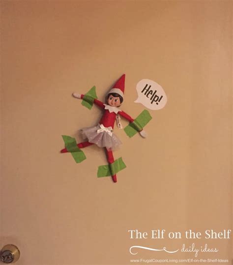 Elf on the Shelf Ideas | Elf is Taped to the Wall