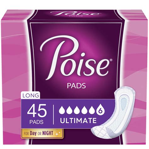 Poise Incontinence Pads, Original Design, Ultimate Absorbency, Long, 45 ...