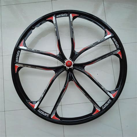 Black Red 26" Inch Mountain Bike Bicycle Wheelset Front & Rear Rim Magnesium MTB | eBay