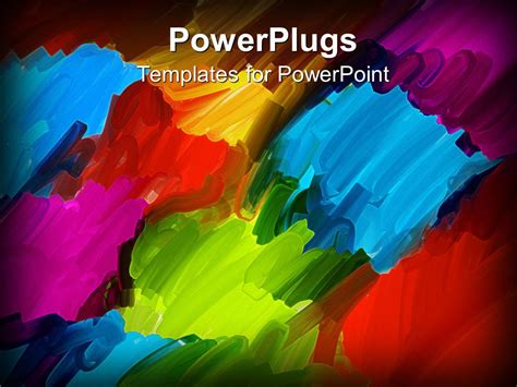 PowerPoint Template: Abstract oil brush art background in blue red ...