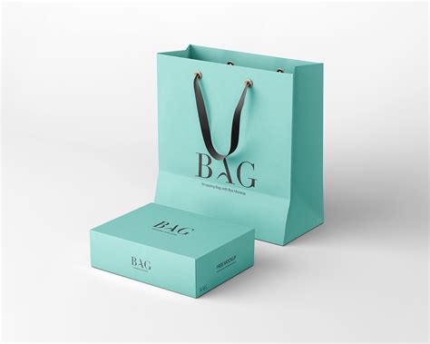 Free Shopping Bag with Box Mockup :: Behance