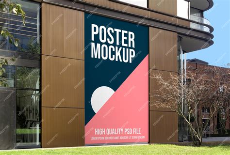 Premium PSD | Large format poster mockup on a building facade