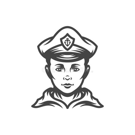 Young Boy Sailor Seaman Mariner Marine Crew Costume Navy Uniform Vintage Black Icon Vector Stock ...