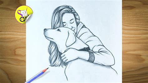 How to draw a girl and dog pencil drawing | Girl drawing easy | Pencil ...