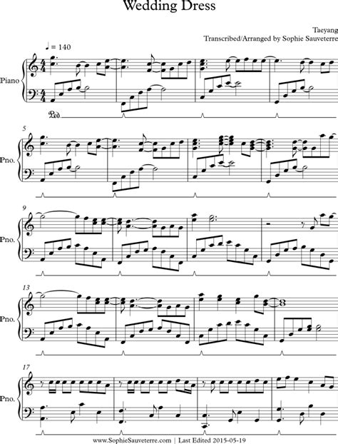 Wedding Dress by Taeyang – Sheet Music Arrangement for Simple Piano – Sophie Sauveterre