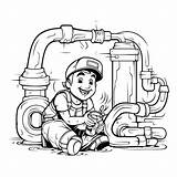 Premium Vector  Illustration Of A plumber Repairing Water pipe sketch template