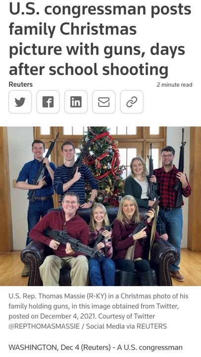 Thomas Massie Posts Christmas Family Photo With Members Holding Assault ...