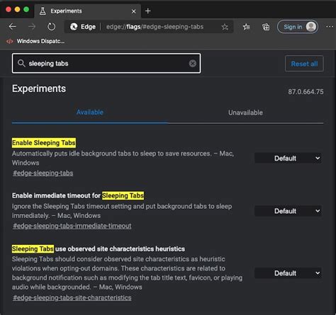 Enable/Disable Sleeping Tabs Feature in Microsoft Edge Browser