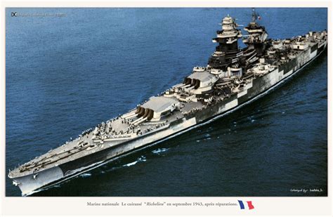 French battleship Richelieu at sea, September 1943. | Warships ...