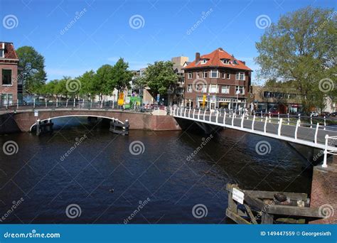 Bridges Over Canals in Leiden Netherlands Editorial Stock Image - Image ...