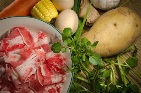 Vegetables Ingredient and Fat Beef Stock Photo - Image of market ...