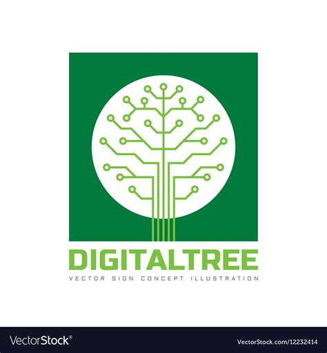 Digital tree - logo template Royalty Free Vector Image