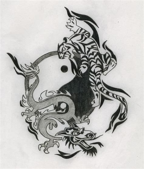 Yin Yang Dragon Tiger Drawing