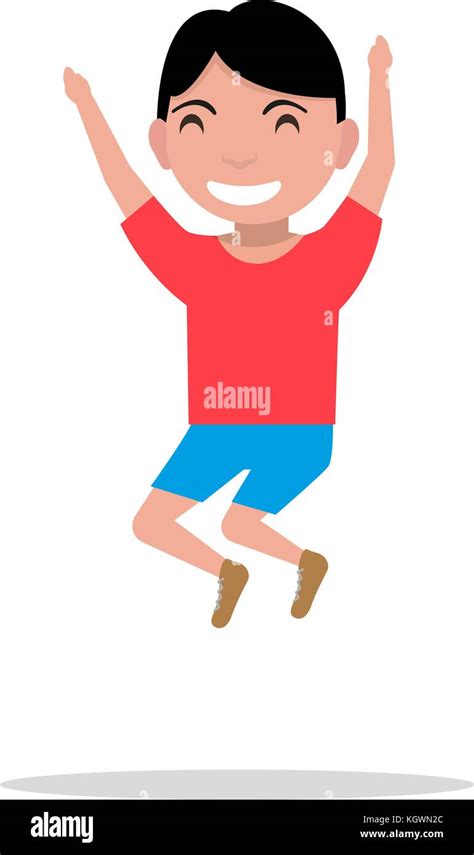 Vector illustration cartoon boy jumping happiness Stock Vector Image & Art - Alamy