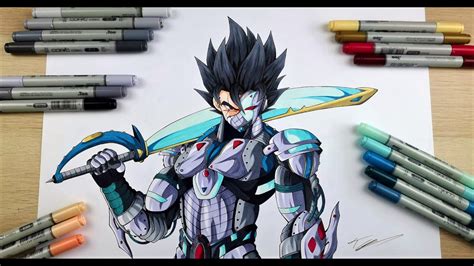 Drawing GOKU as a Killer Cyborg! - YouTube