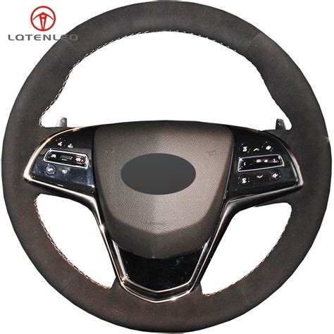 Lqtenleo Black Suede Diy Hand-stitched Car Steering Wheel Cover For Cadillac Ats Ats-l 2013-2019 ...