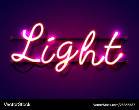 Neon sign word light on dark background Royalty Free Vector