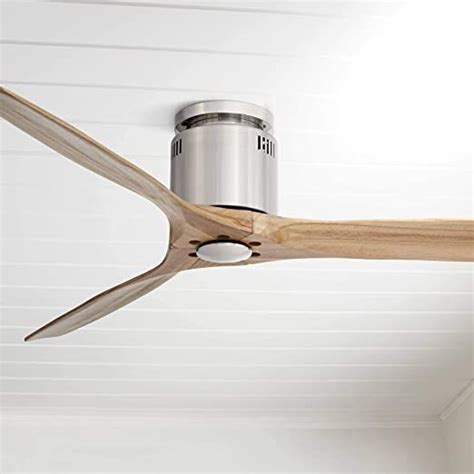 52" Windspun Modern Hugger Ceiling Fan with Remote Control Brushed ...