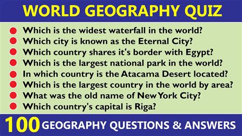 100 World Geography Questions & Answer | Geography General Knowledge ...