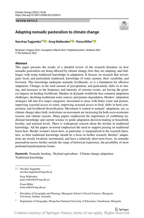 (PDF) Adapting nomadic pastoralism to climate change