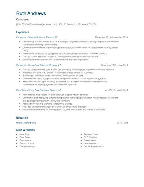 Canvasser Resume Examples and Tips - Zippia