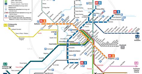 Map of Rome subway, underground & tube (metropolitana): stations & lines