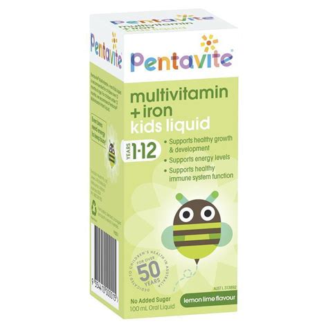 Buy Pentavite Multivitamins Liquid with Iron 100ml - Children 1-12 ...