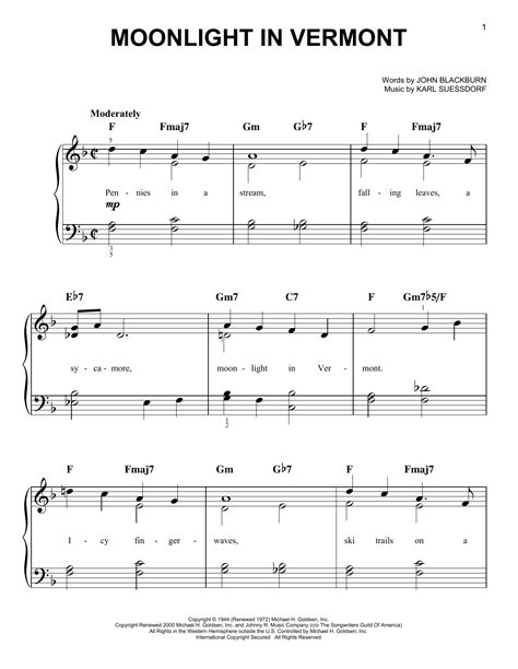 Moonlight In Vermont | Sheet Music Direct