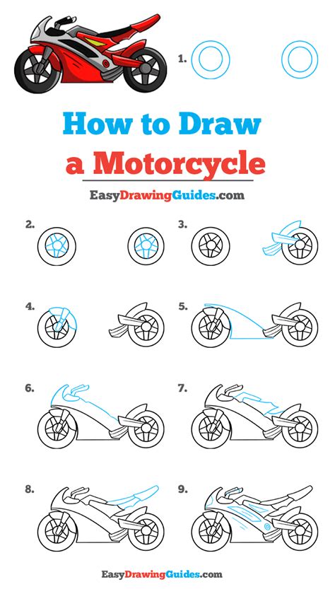 How to Draw a Motorcycle - Really Easy Drawing Tutorial | Motorcycle drawing, Bike drawing ...