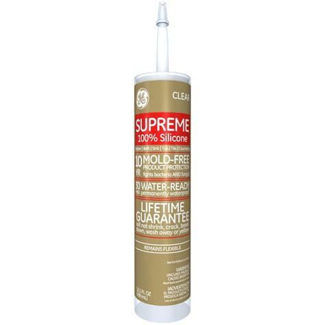 GE Supreme Silicone 10.1 oz. Clear Kitchen and Bath Caulk-M90006-30 12C ...