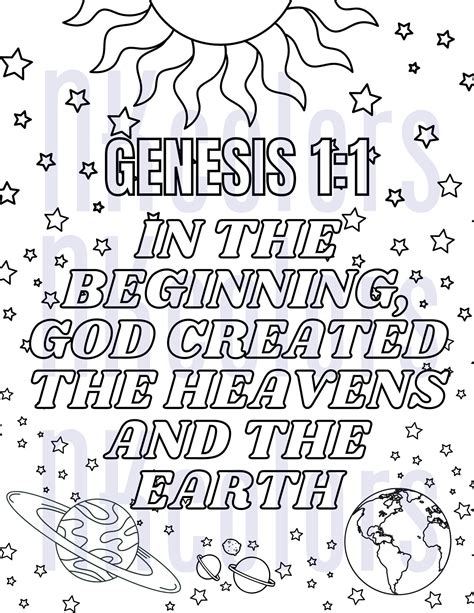 Genesis 1:1 Coloring Page - Etsy