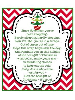 Gift Wrap Poem Tag - Christmas, Chevron, Tree by Let Your Light Shine