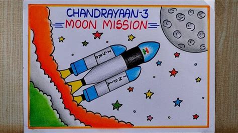 Chandrayaan-3 drawing easy| How to draw Chandrayaan-3 Moon mission drawing| Rocket launching drawing