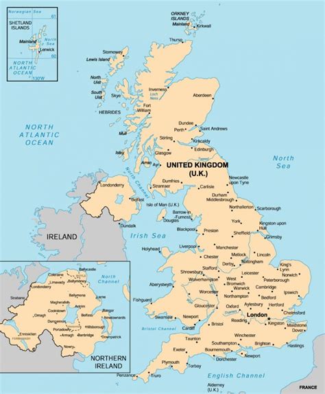 Map of United Kingdom (UK) cities: major cities and capital of United ...