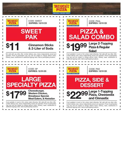 Coupons - Breadeaux Pizza