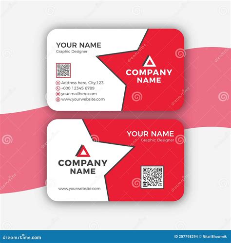 Red Color Creative Business Card Design, Vector, Template Stock Vector - Illustration of simple ...