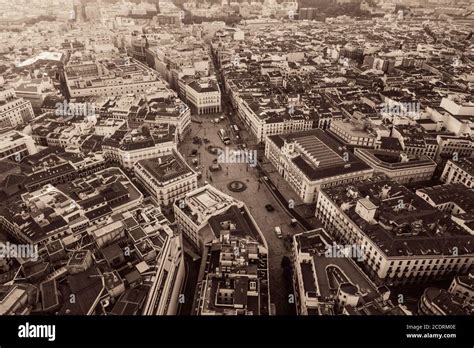 Madrid Puerta del Sol aerial view with historical buildings in Spain Stock Photo - Alamy