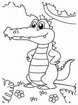 Crocodile Cartoon Coloring Page  Free Printable Pages sketch template