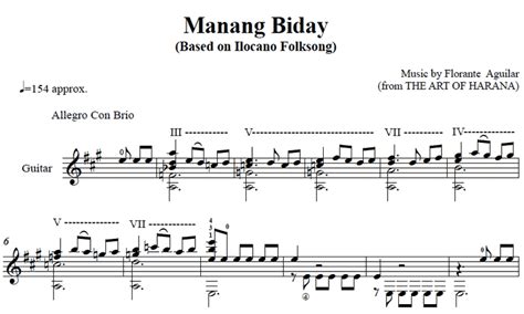 Manang Biday for Solo Guitar by Florante Aguilar (3 pages, PDF) - Shop