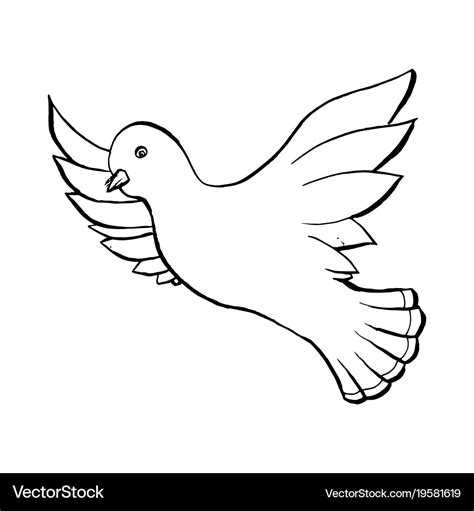 Dove flying bird in sketch style outline Vector Image