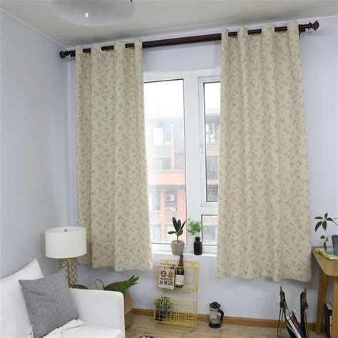 Semi Blackout Cotton Linen Curtain Pastoral Small Flowers Cotton Linen Curtains Printed Living ...