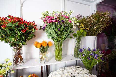 Premium Photo | Various fresh flowers in the flower market