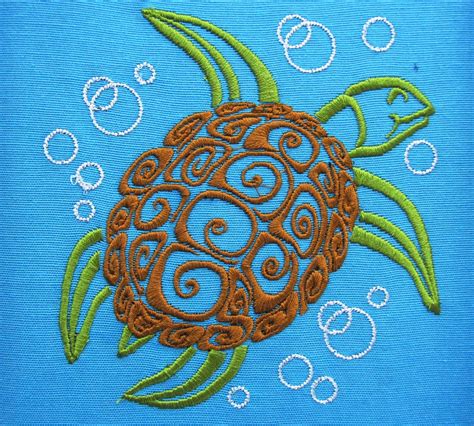 Sea Turtle machine embroidery designs for hoop 4x4 5x7 and 6x10 sea life marine ocean animal Turtle