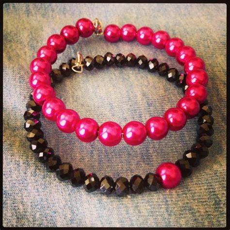 Hot Pink Pearl Bracelet Set by MegansGems on Etsy, $15.00 | Pink pearl bracelet, Handmade ...