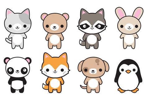 Premium Vector Clipart Cute Animals Kawaii Animals Cute - Etsy UK ...