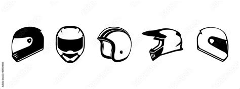 Motorcycle helmet vector icon set. Racing team helmet vector ...